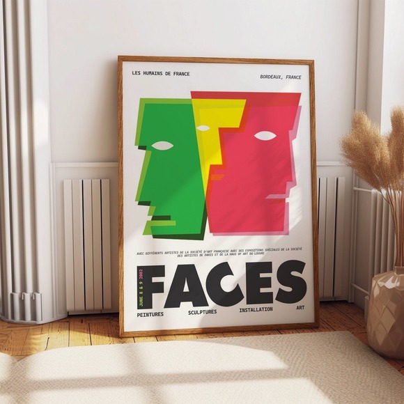 Faces 2022 Exhibition Poster - Elegant Modern Wall Art - Picture 1 of 4